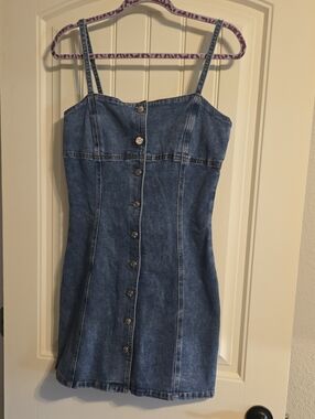 Bluivy Blue Denim Button-Front Mini Dress